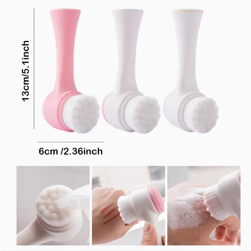 2PCS / 3D Dual-Sided Facial Cleansing Brush - Soft Bristles and Silicone