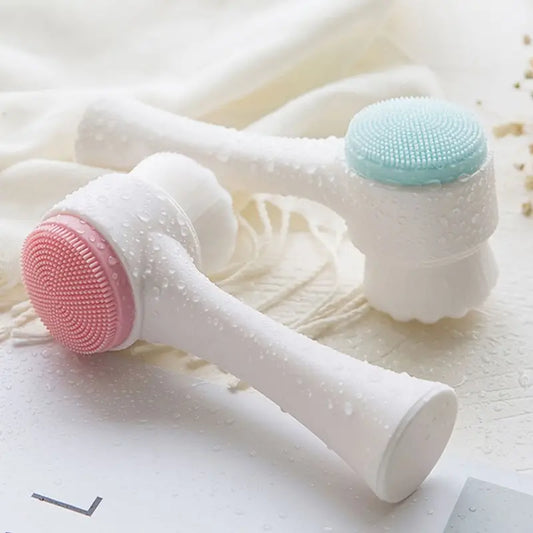 2PCS / 3D Dual-Sided Facial Cleansing Brush - Soft Bristles and Silicone