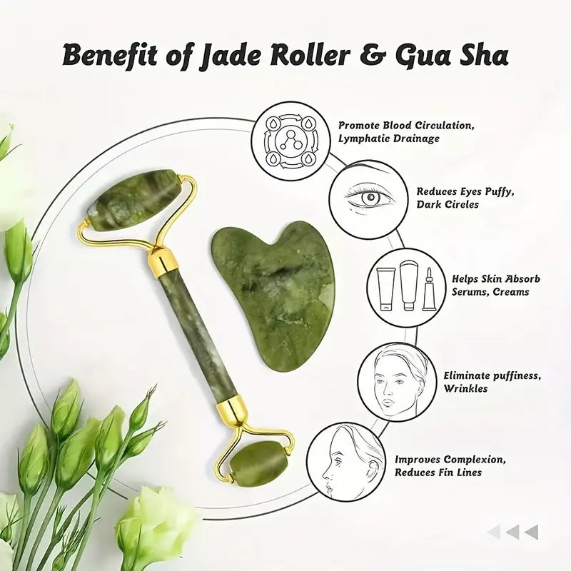 FOR HIM and HER | Jade Roller & Gua Sha Facial Massager